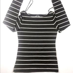 H&M L/S Striped Blouse, Button Sleeves, Size S